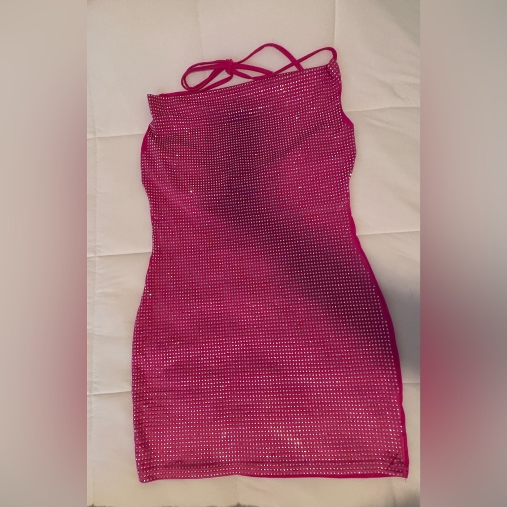 Pink Rhinestone Embellished Dress - Picture 5 of 12